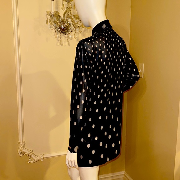 GIANNI VERSACE BLACK SHEER EYELET LACE POLKADOT VINTAGE - Picture 4 of 12